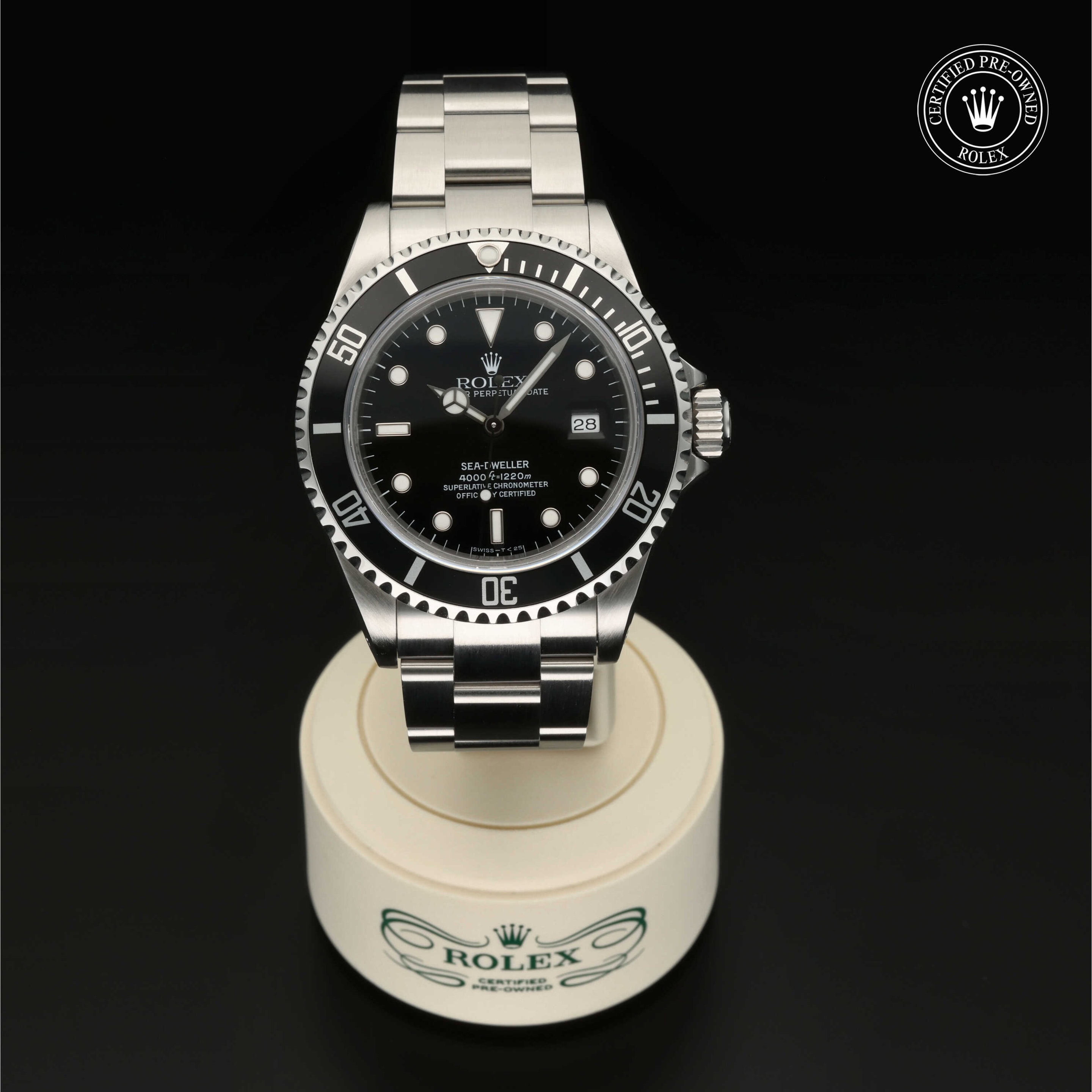 : Sea-Dweller aus Edelstahl Oystersteel von Rolex Certified Pre-Owned
