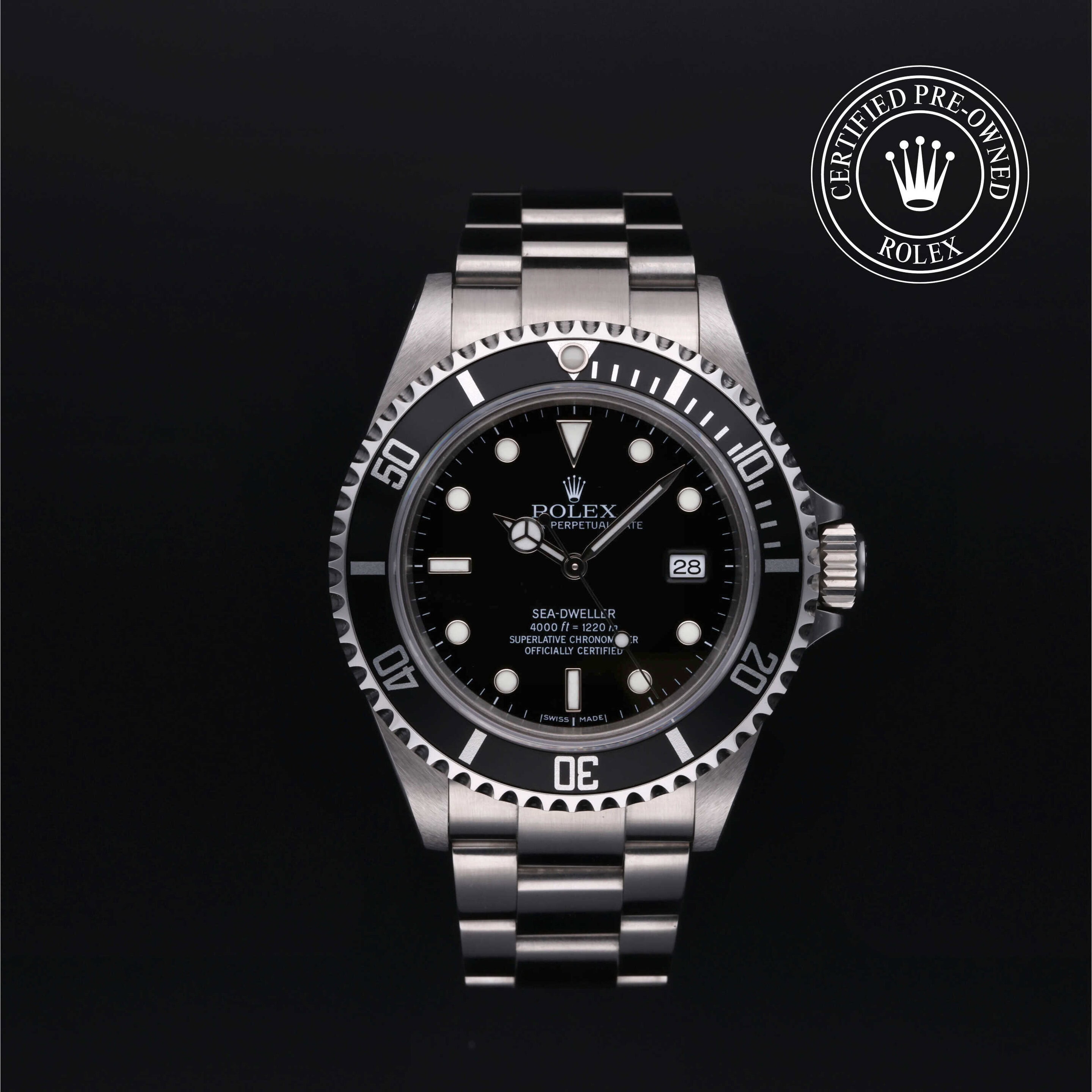 : Sea-Dweller aus Edelstahl Oystersteel von Rolex Certified Pre-Owned