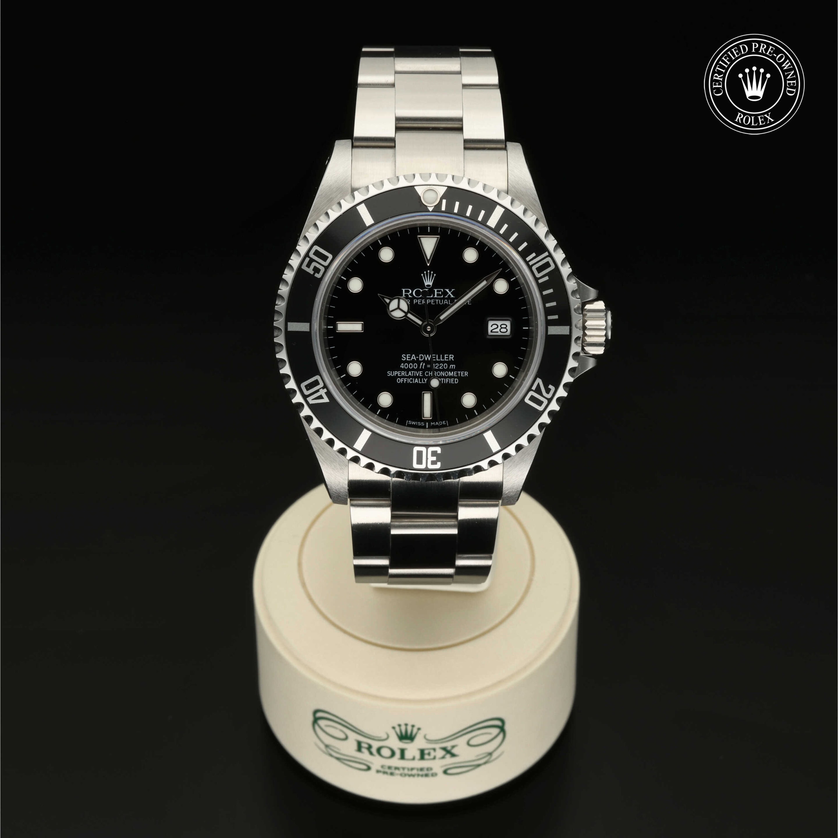 : Sea-Dweller aus Edelstahl Oystersteel von Rolex Certified Pre-Owned