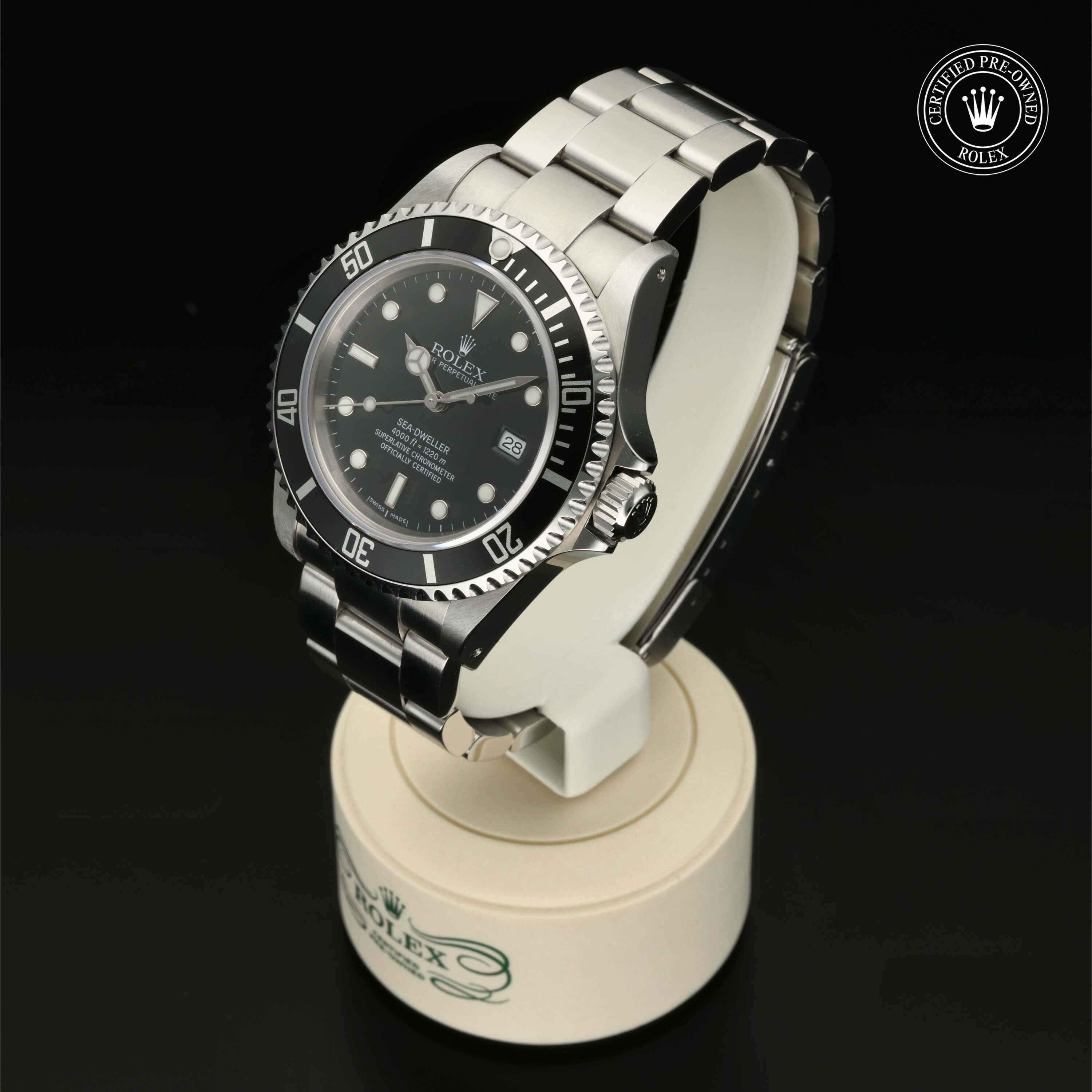 : Sea-Dweller aus Edelstahl Oystersteel von Rolex Certified Pre-Owned