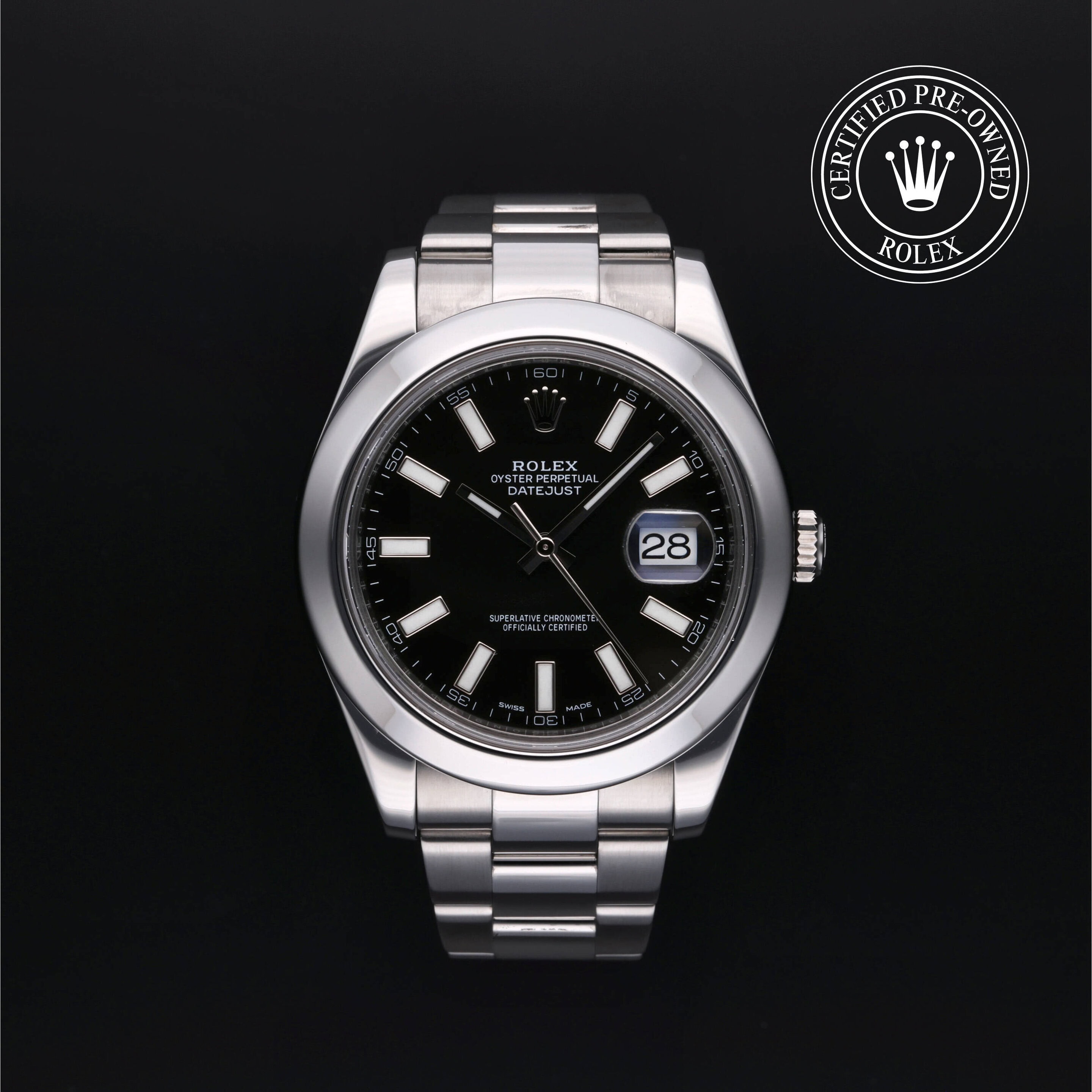 : Datejust II aus Edelstahl Oystersteel von Rolex Certified Pre-Owned