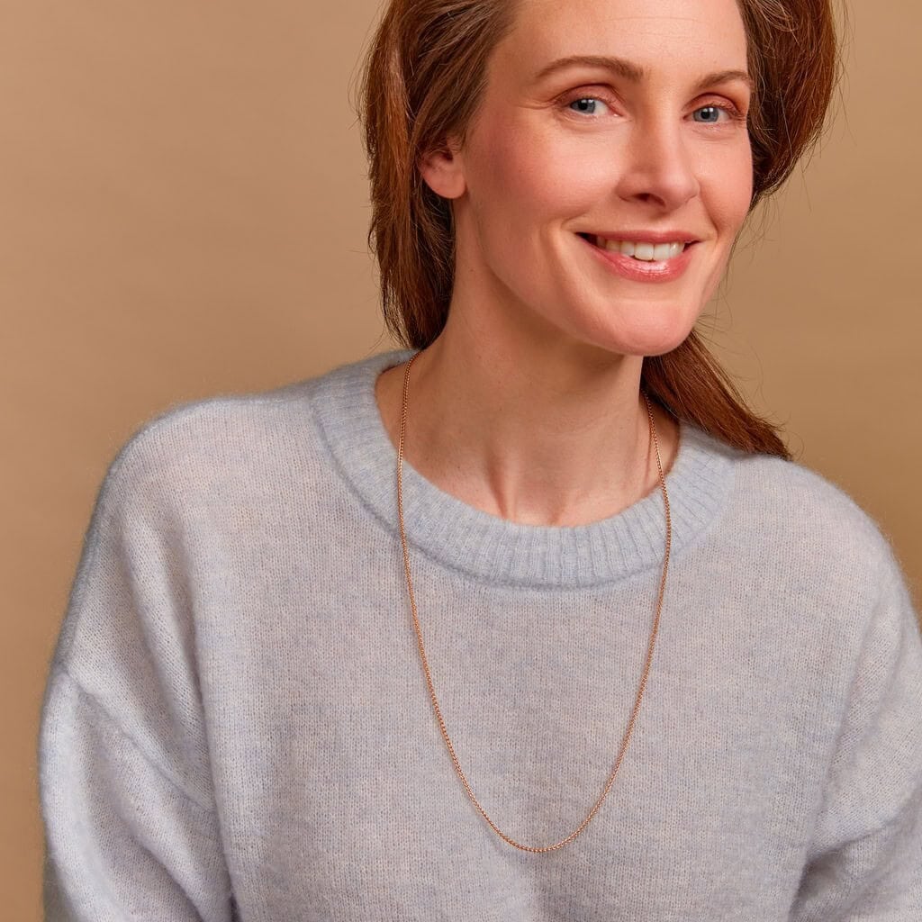 Schmuck: Bron Lux Halskette aus 750 Roségold, 70 cm, Zopfkette aus 750 Roségold von Bron