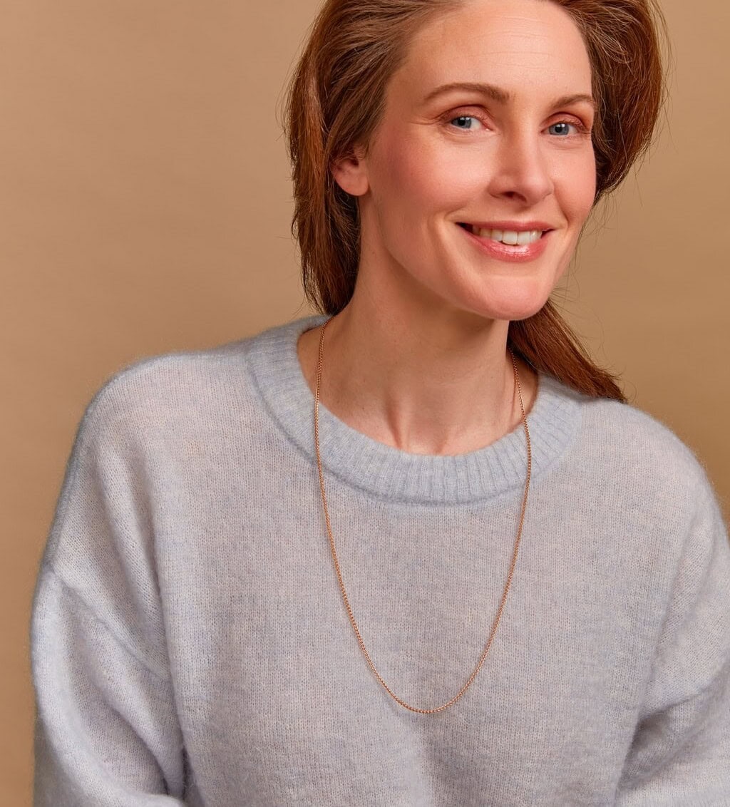 Schmuck: Bron Lux Halskette aus 750 Roségold, 70 cm, Zopfkette aus 750 Roségold von Bron