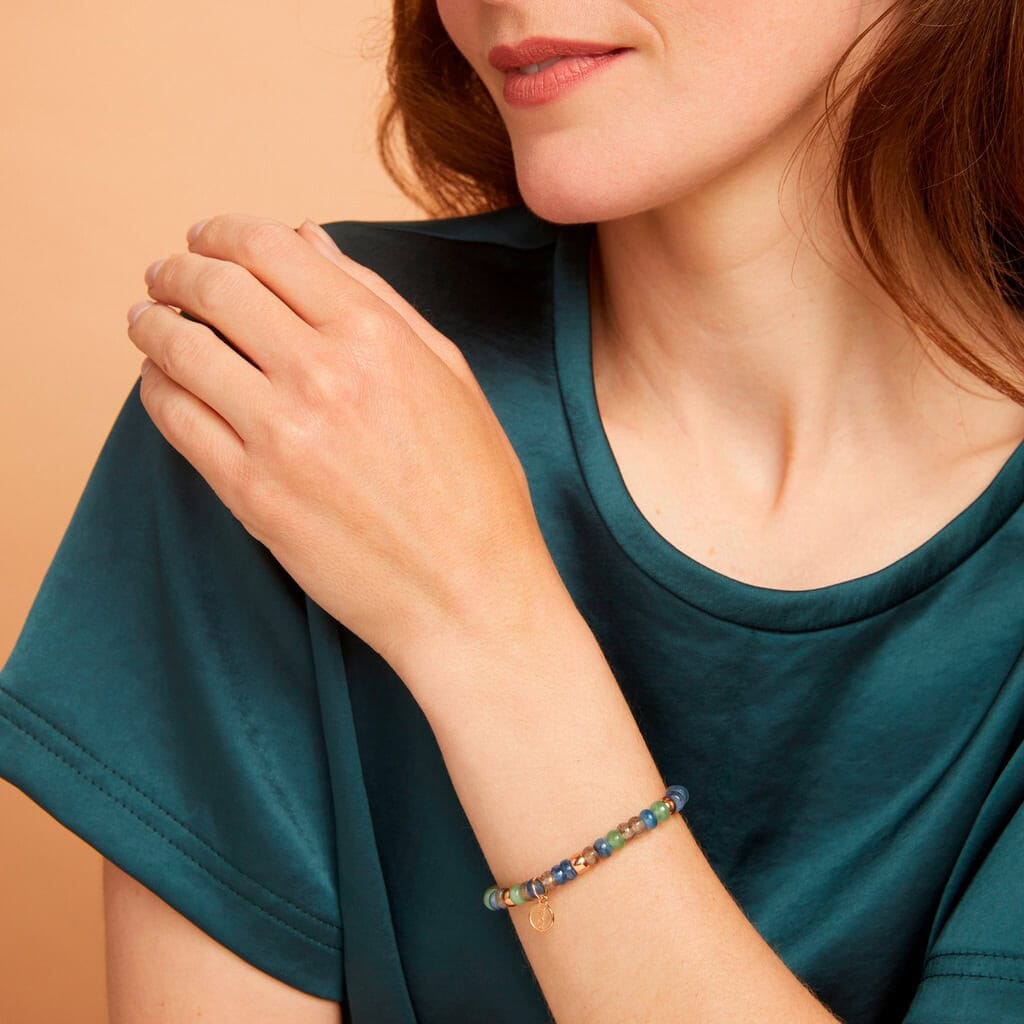 Schmuck: Bron Reflex Farbstein Armband aus Roségold Aventurin, Kyanit & Labradorit aus 750 Roségold von Bron