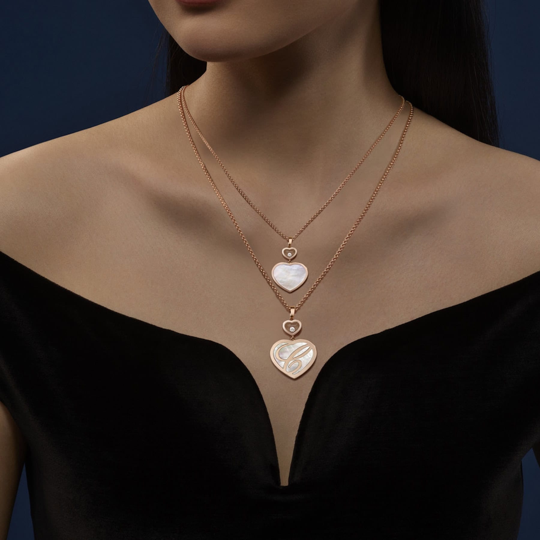 Schmuck: Chopard Happy Hearts Perlmutt Brillant Kette Roségold 45 cm aus 750 Roségold von CHOPARD