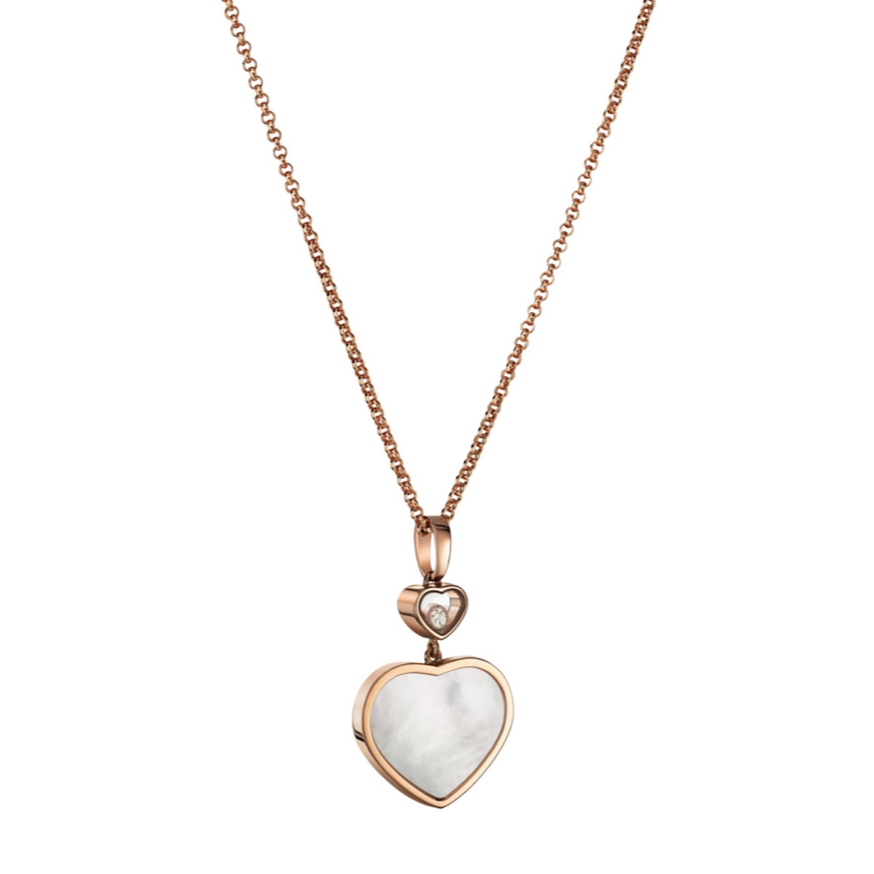 Schmuck: Chopard Happy Hearts Perlmutt Brillant Kette Roségold 45 cm aus 750 Roségold von CHOPARD
