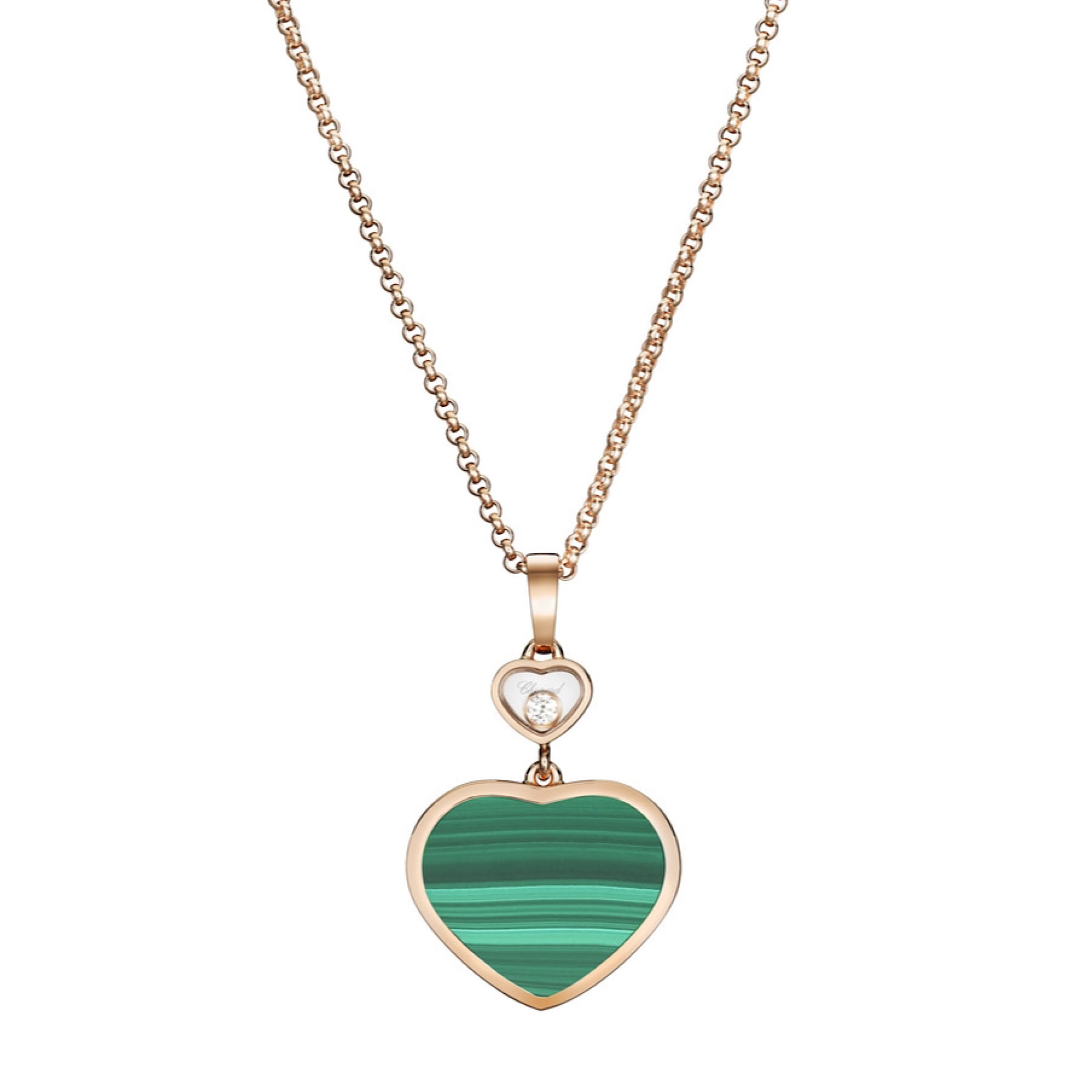 Schmuck: Chopard Happy Hearts Malachit Brillant Kette Roségold 45 cm aus 750 Roségold von CHOPARD