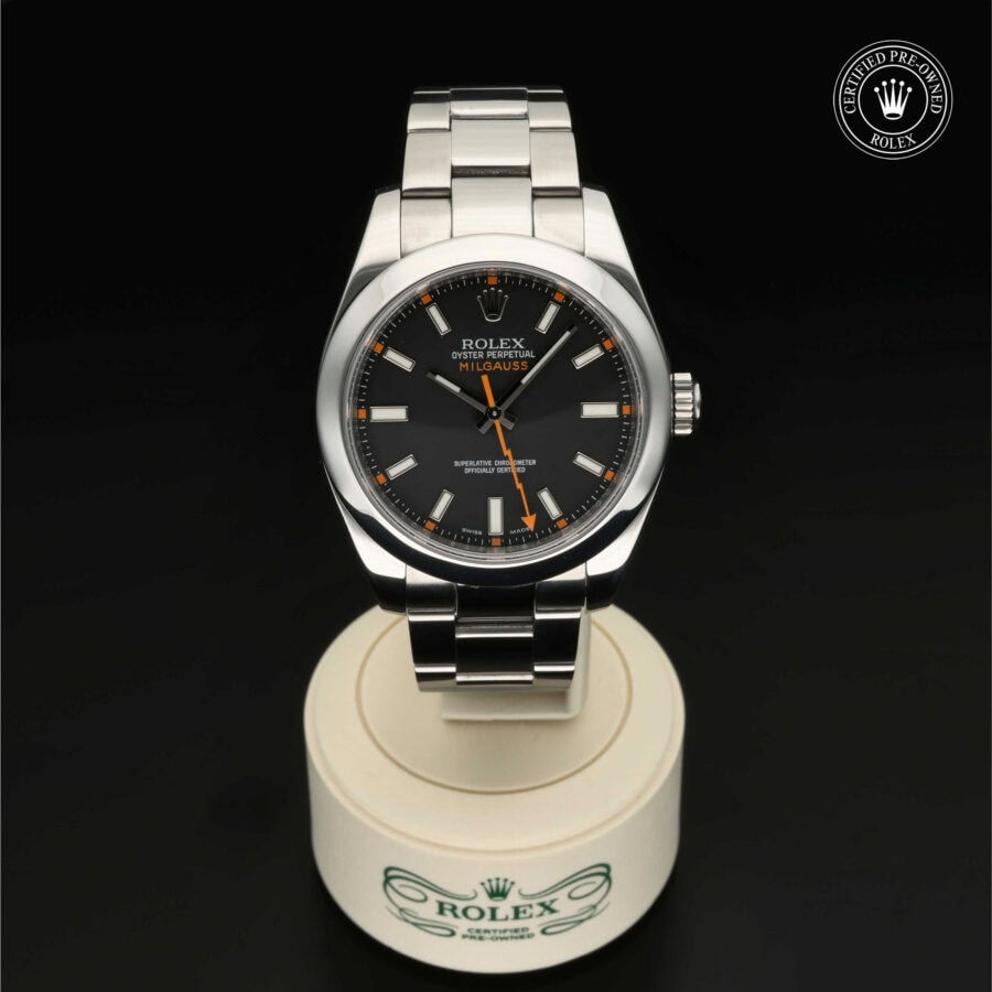 : Milgauss aus Edelstahl Oystersteel von Rolex Certified Pre-Owned