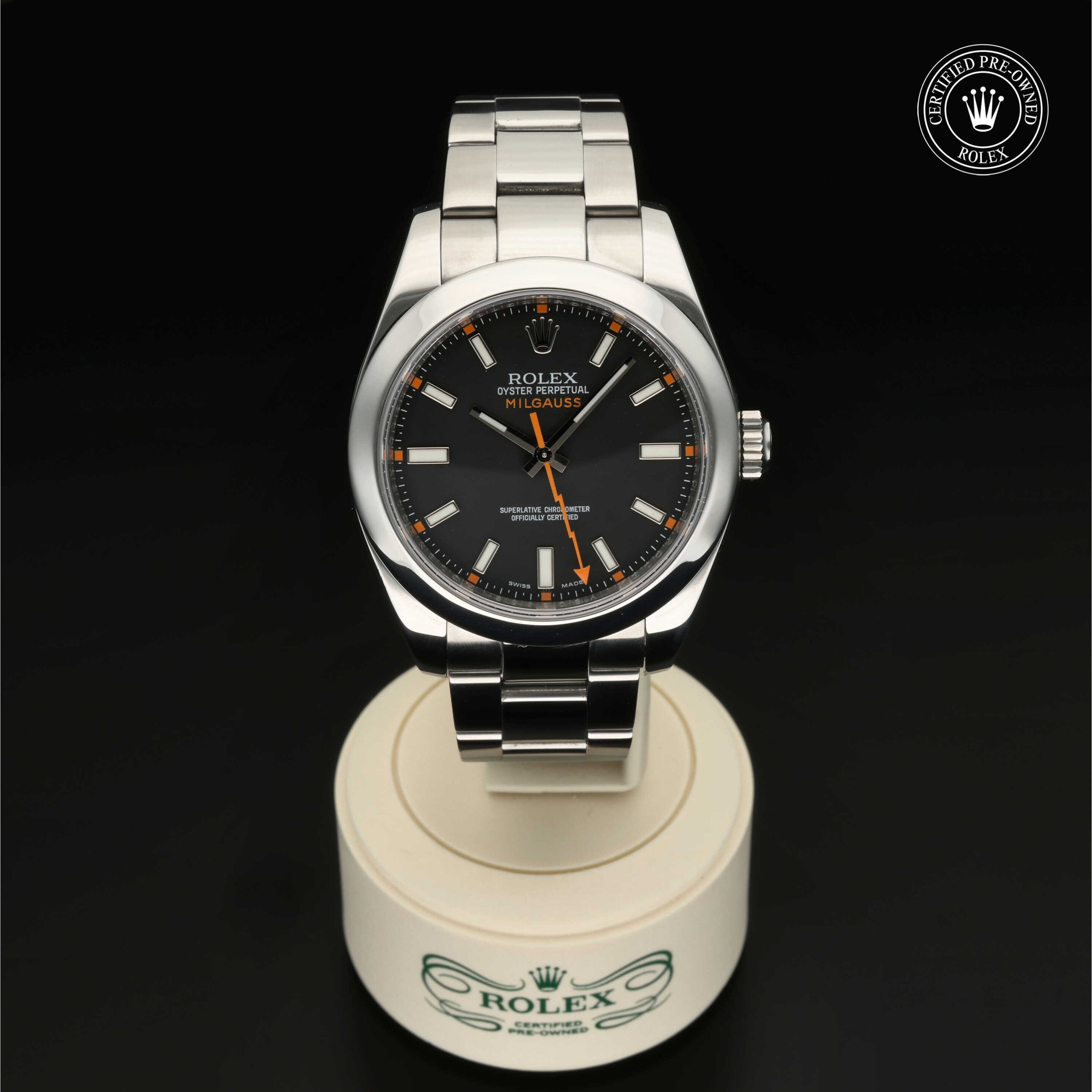 : Milgauss aus Edelstahl Oystersteel von Rolex Certified Pre-Owned