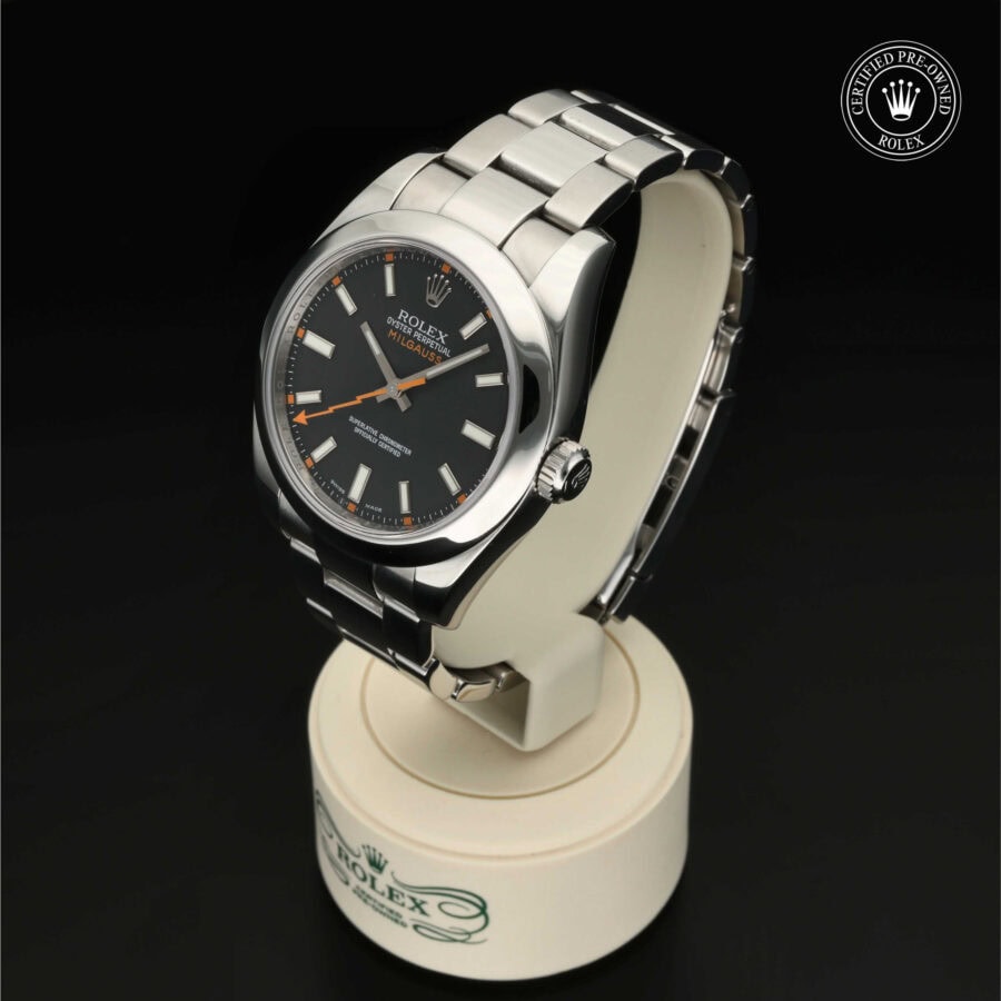 : Milgauss aus Edelstahl Oystersteel von Rolex Certified Pre-Owned