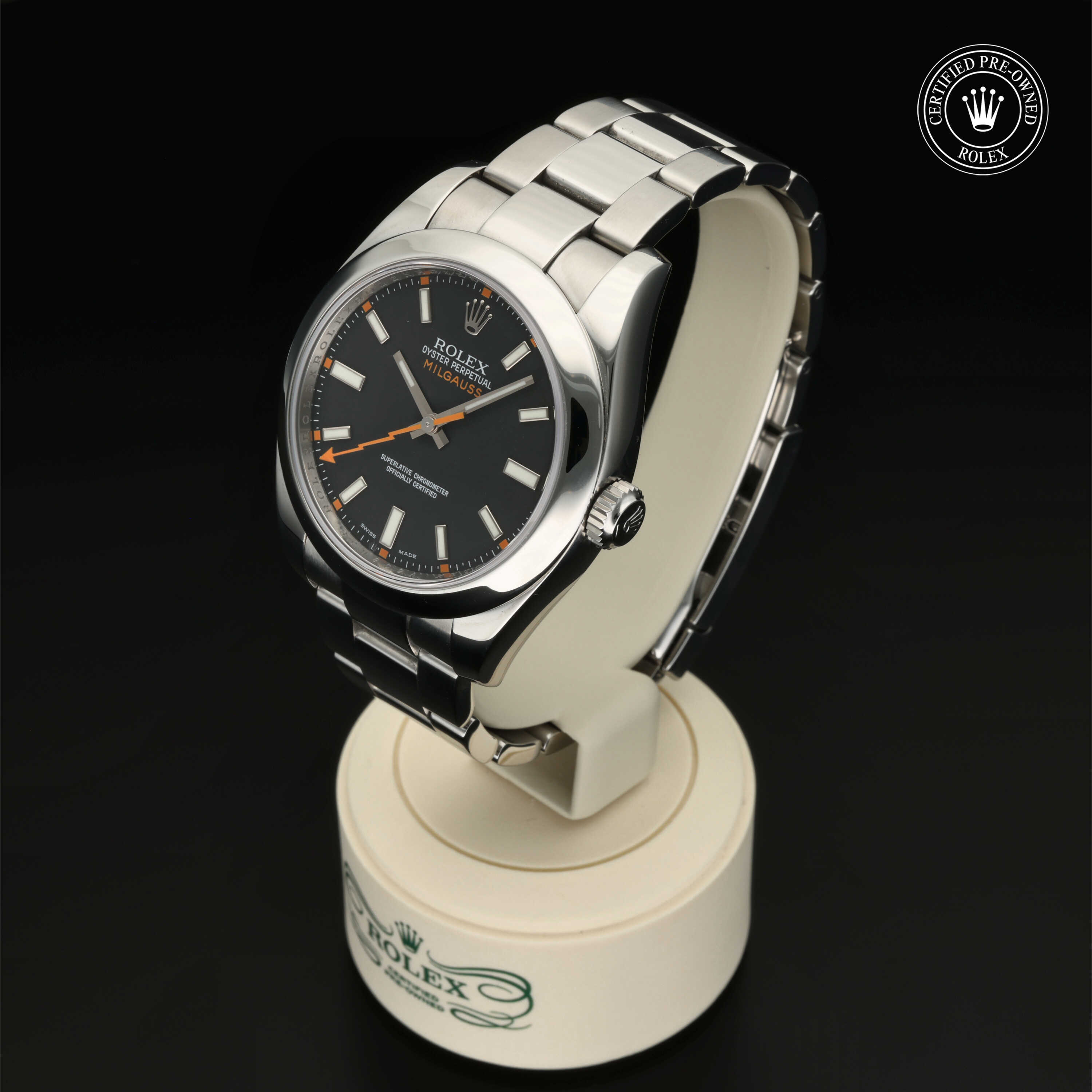 : Milgauss aus Edelstahl Oystersteel von Rolex Certified Pre-Owned