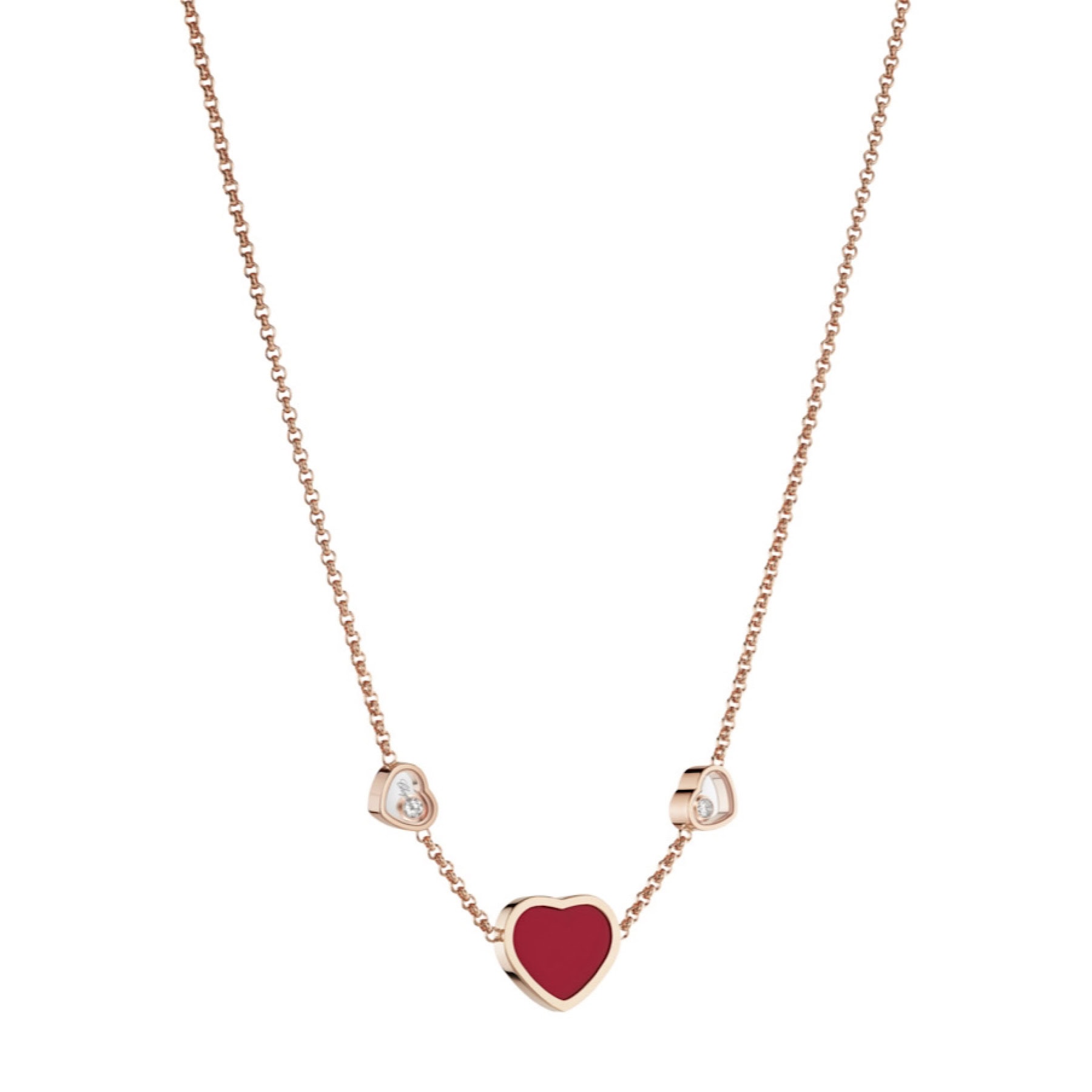 Schmuck: Chopard Happy Hearts Karneol Brillant Kette Roségold aus 750 Roségold von CHOPARD