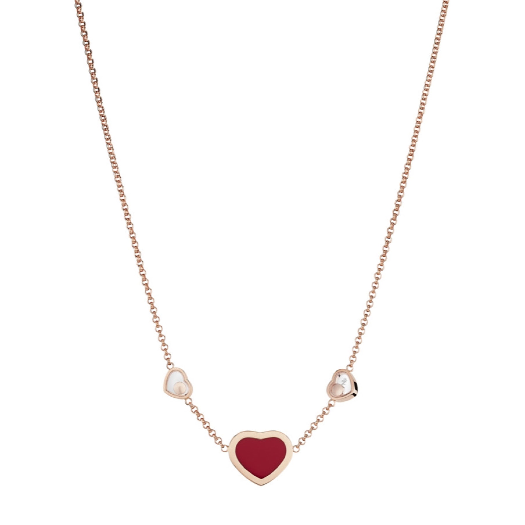 Schmuck: Chopard Happy Hearts Karneol Brillant Kette Roségold aus 750 Roségold von CHOPARD