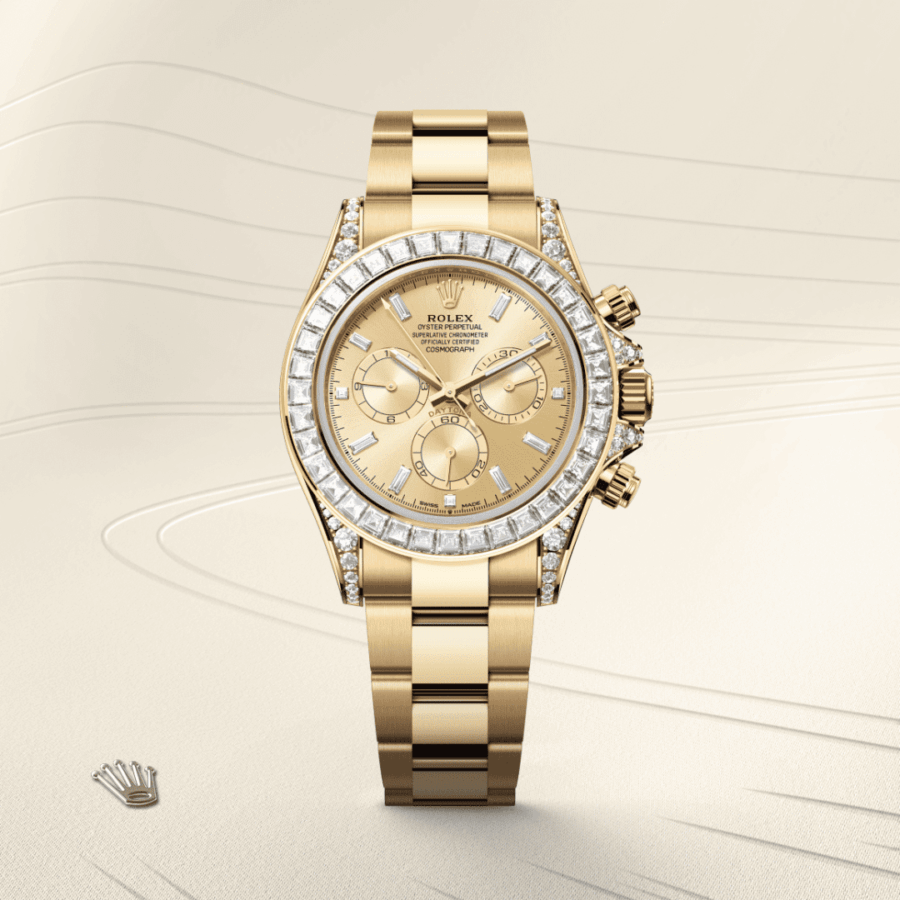 Rolex Cosmograph Daytona Oyster, 40 mm, Gelbgold mit Diamanten (M126598TBR-0001) – Juwelier-Eckstein