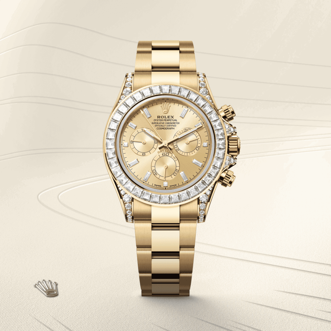 Rolex Cosmograph Daytona Oyster, 40 mm, Gelbgold mit Diamanten (M126598TBR-0001) – Juwelier-Eckstein