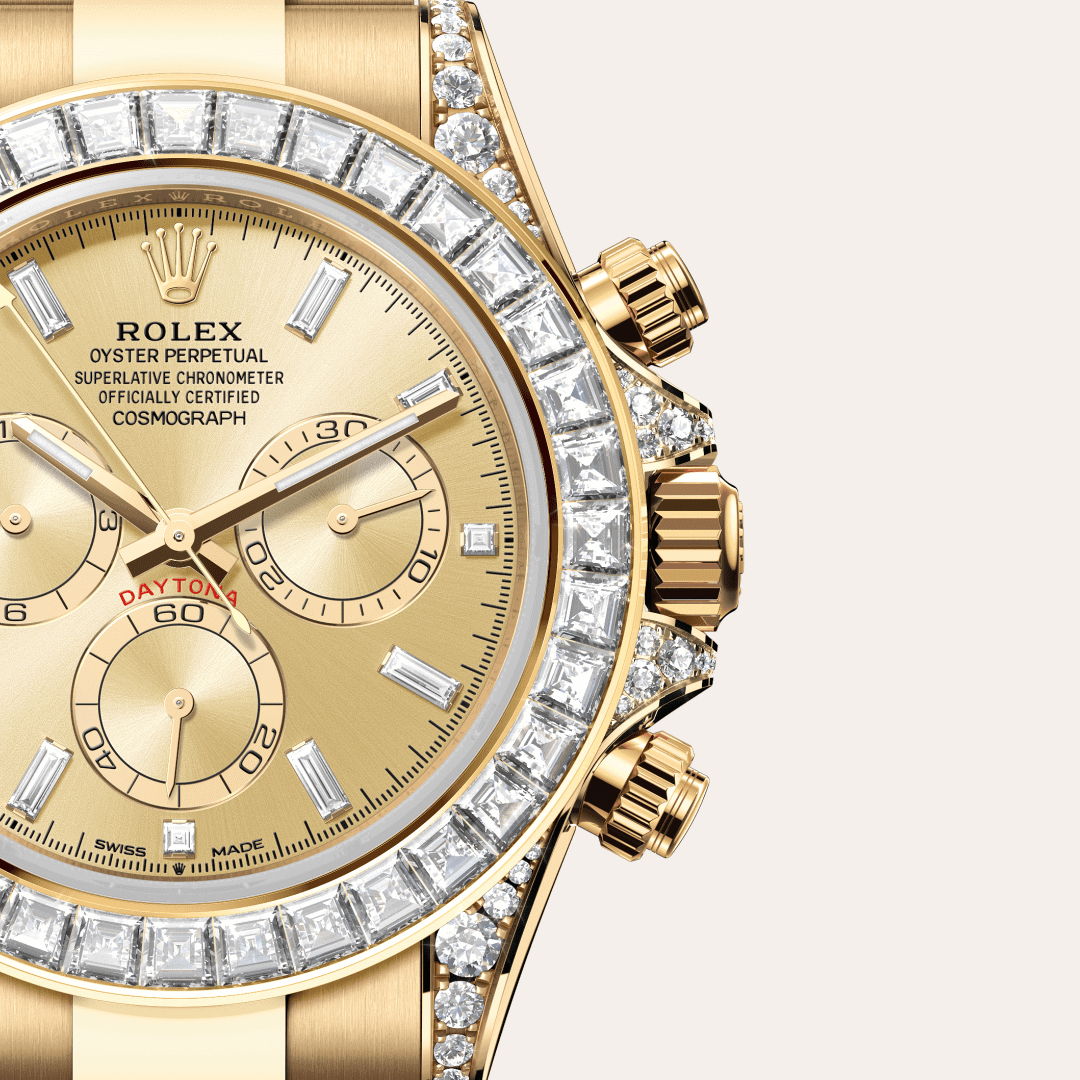 Rolex Cosmograph Daytona mit Zifferblatt Golden mit Diamanten (M126598TBR-0001) – Juwelier-Eckstein