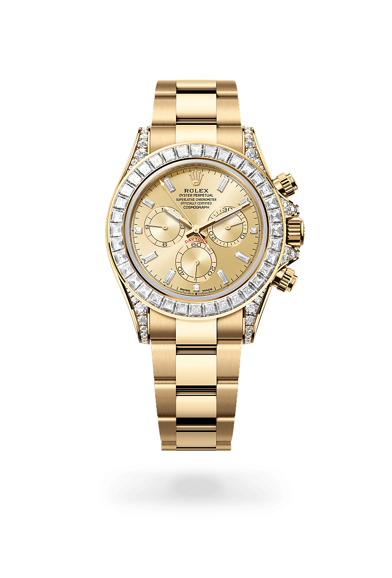 Rolex Cosmograph Daytona in 18 Karat Gelbgold, Hornbügel mit Diamanten (M126598TBR-0001) – Juwelier-Eckstein