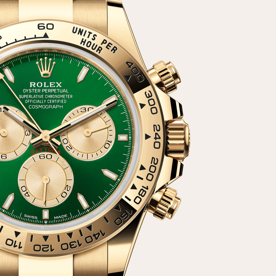 Rolex Cosmograph Daytona mit Zifferblatt Strahlend grün und golden (M126508-0008) – Juwelier-Eckstein