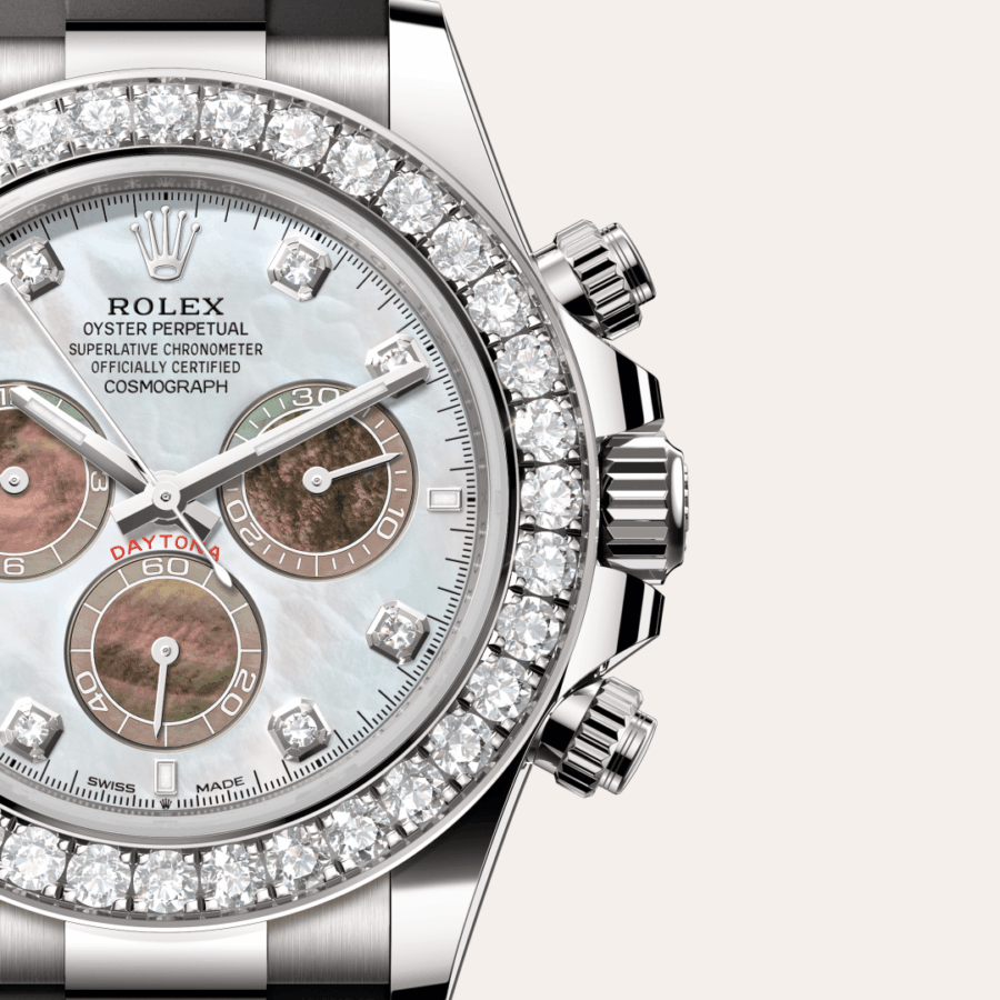 Rolex Cosmograph Daytona mit Zifferblatt Helles und dunkles Perlmutt, diamantbesetzt (M126589RBR-0001) – Juwelier-Eckstein