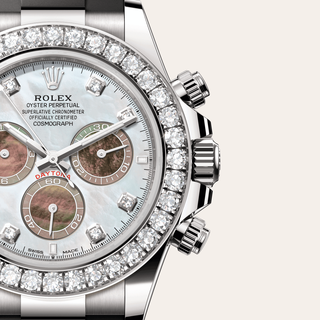 Rolex Cosmograph Daytona mit Zifferblatt Helles und dunkles Perlmutt, diamantbesetzt (M126589RBR-0001) – Juwelier-Eckstein