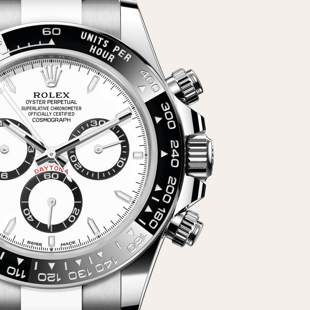 Rolex Cosmograph Daytona mit Zifferblatt Weiß, schwarze Totalisatorringe (M126500LN-0001) – Juwelier-Eckstein