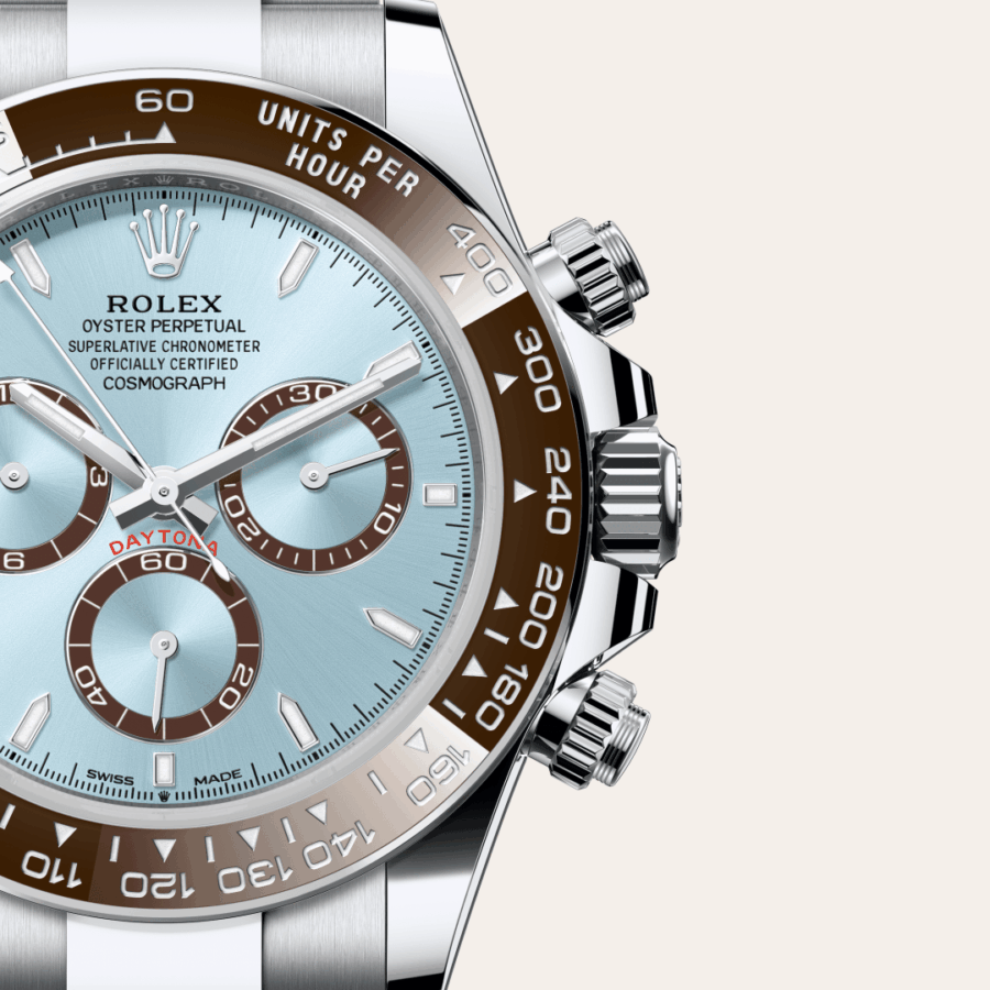 Rolex Cosmograph Daytona mit Zifferblatt Eisblau, kastanienbraune Totalisatorringe (M126506-0001) – Juwelier-Eckstein