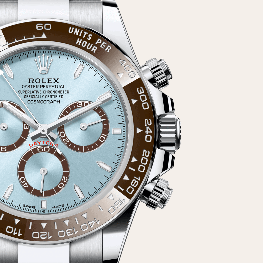 Rolex Cosmograph Daytona mit Zifferblatt Eisblau, kastanienbraune Totalisatorringe (M126506-0001) – Juwelier-Eckstein