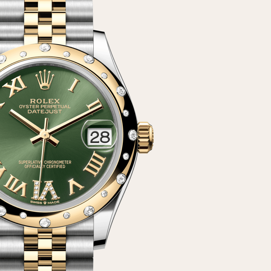 Rolex Datejust 31 mit Zifferblatt Olivgrün, diamantbesetzt (M278343RBR-0016) – Juwelier-Eckstein