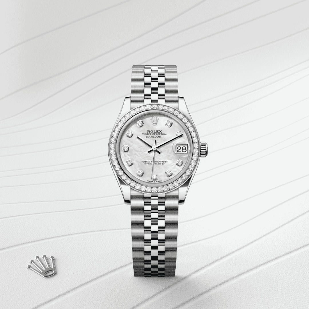 Rolex Datejust 31 Oyster, 31 mm, Edelstahl Oystersteel und Weißgold mit Diamanten (M278384RBR-0008) – Juwelier-Eckstein