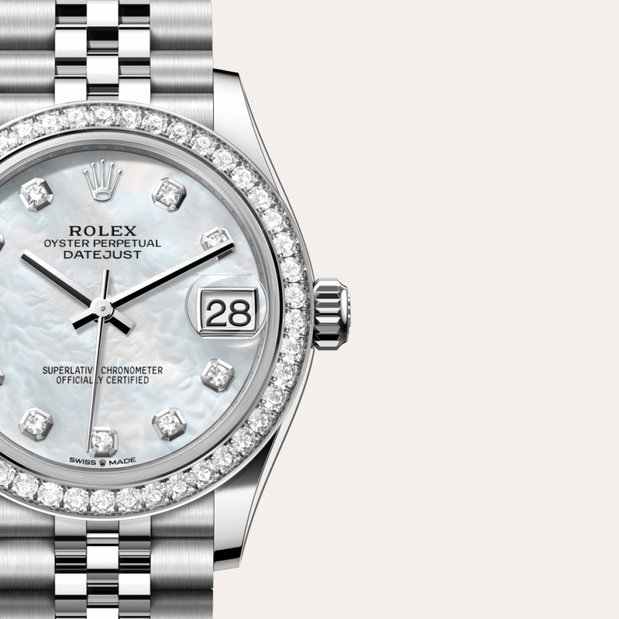 Rolex Datejust 31 mit Zifferblatt Helles Perlmutt-Zifferblatt mit Diamanten (M278384RBR-0008) – Juwelier-Eckstein