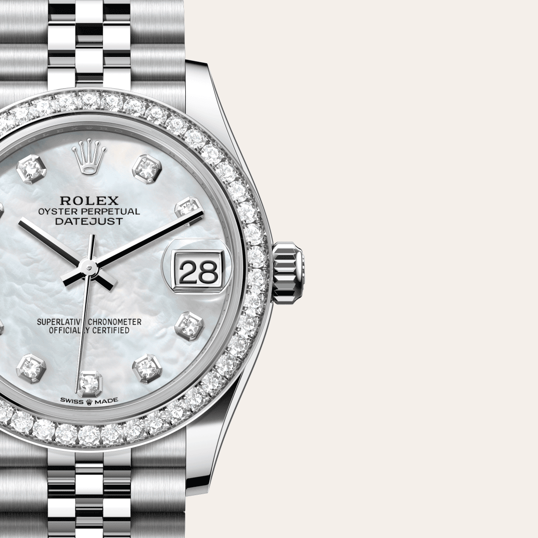 Rolex Datejust 31 mit Zifferblatt Helles Perlmutt-Zifferblatt mit Diamanten (M278384RBR-0008) – Juwelier-Eckstein