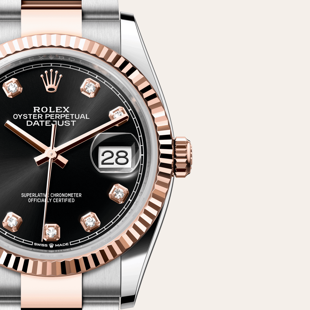 Rolex Datejust 36 mit Zifferblatt Strahlend schwarz mit Diamanten (M126231-0020) – Juwelier-Eckstein