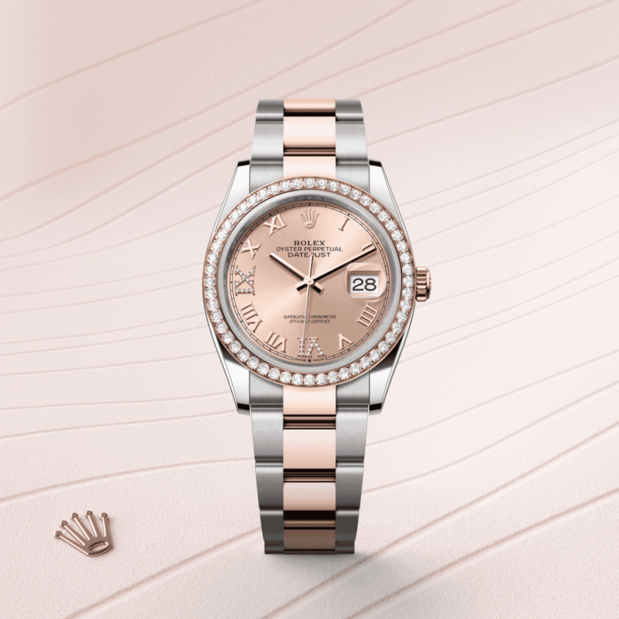 Rolex Datejust 36 Oyster, 36 mm, Edelstahl Oystersteel und Everose-Gold mit Diamanten (M126281RBR-0016) – Juwelier-Eckstein