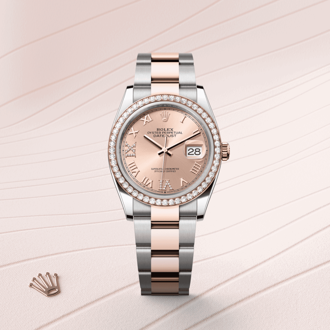 Rolex Datejust 36 Oyster, 36 mm, Edelstahl Oystersteel und Everose-Gold mit Diamanten (M126281RBR-0016) – Juwelier-Eckstein