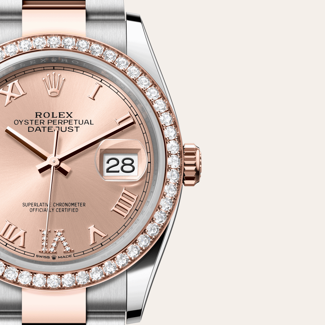 Rolex Datejust 36 mit Zifferblatt Farbe Rosé mit Diamanten (M126281RBR-0016) – Juwelier-Eckstein