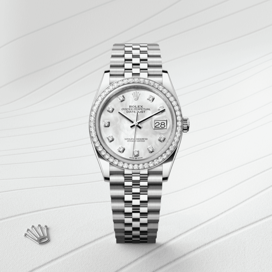 Rolex Datejust 36 Oyster, 36 mm, Edelstahl Oystersteel und Weißgold mit Diamanten (M126284RBR-0011) – Juwelier-Eckstein