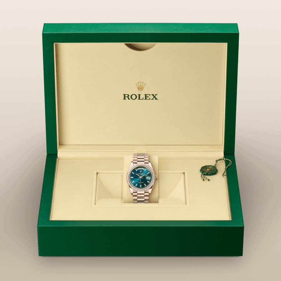 Rolex Day-Date 36 mit President, dreireihig, halbrunde Elemente (M128395TBR-0032) – Juwelier-Eckstein