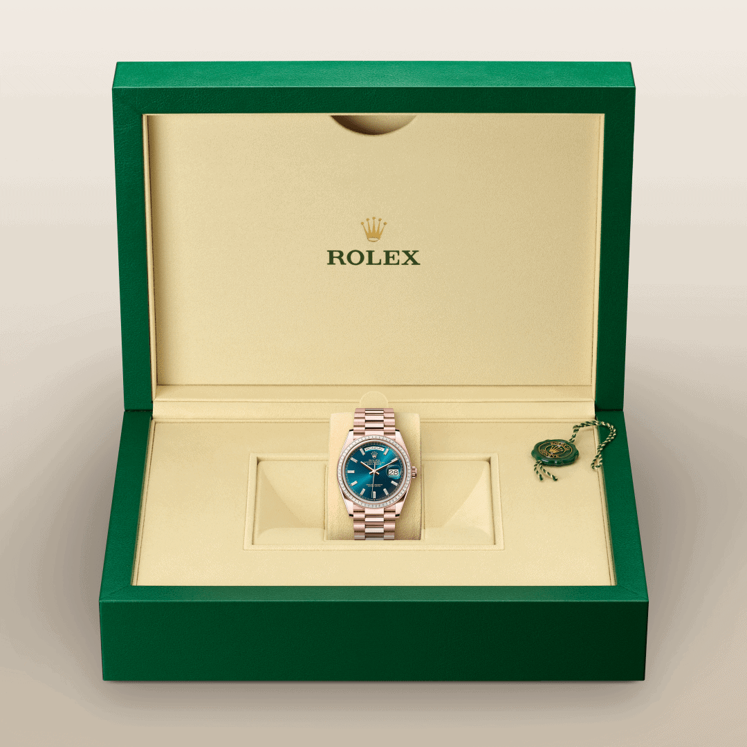 Rolex Day-Date 36 mit President, dreireihig, halbrunde Elemente (M128395TBR-0032) – Juwelier-Eckstein