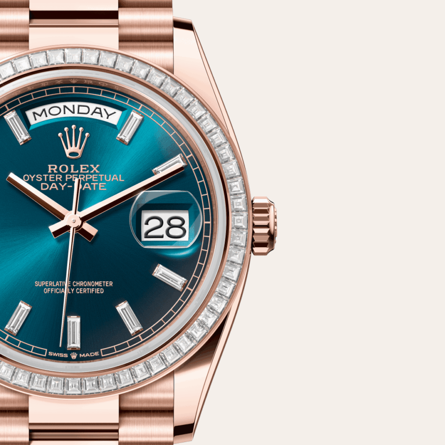 Rolex Day-Date 36 mit Zifferblatt Blaugrün, diamantbesetzt (M128395TBR-0032) – Juwelier-Eckstein
