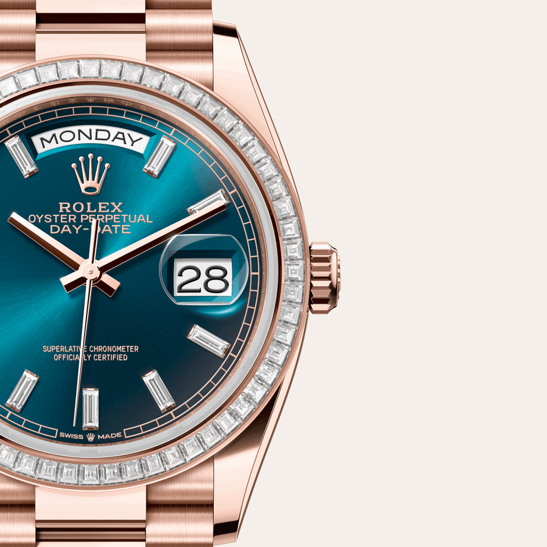 Rolex Day-Date 36 mit Zifferblatt Blaugrün, diamantbesetzt (M128395TBR-0032) – Juwelier-Eckstein