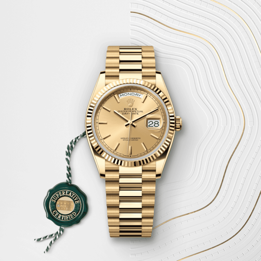 Rolex Day-Date 36 mit Kaliber 3255, Rolex Manufakturwerk (M128238-0045) – Juwelier-Eckstein