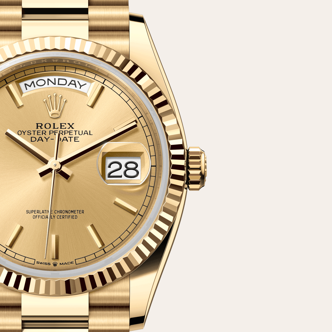 Rolex Day-Date 36 mit Zifferblatt Champagnerfarben (M128238-0045) – Juwelier-Eckstein
