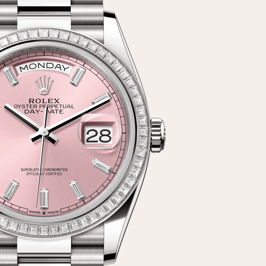 Rolex Day-Date 36 mit Zifferblatt Roséfarben, diamantbesetzt (M128399TBR-0029) – Juwelier-Eckstein