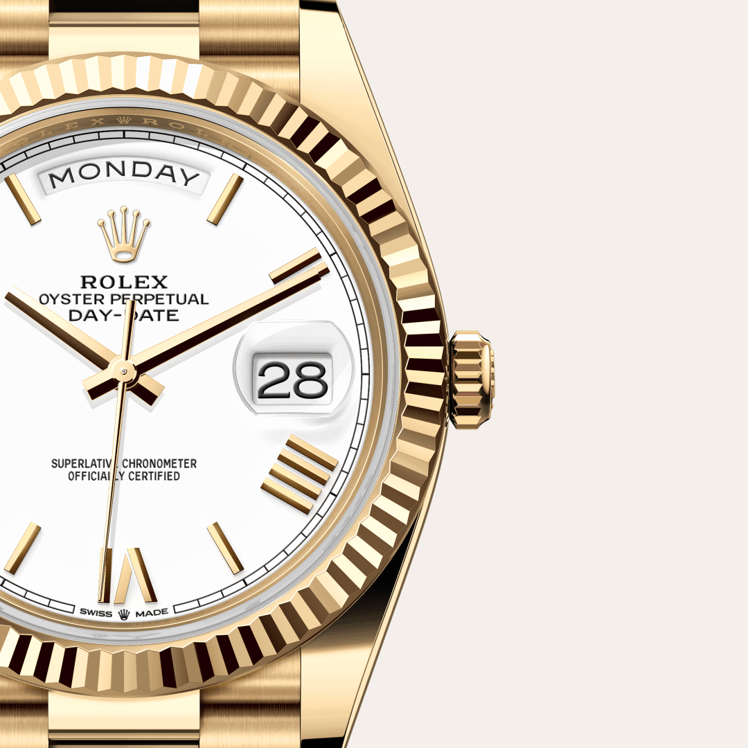 Rolex Day-Date 40 mit Zifferblatt Weiß (M228238-0042) – Juwelier-Eckstein