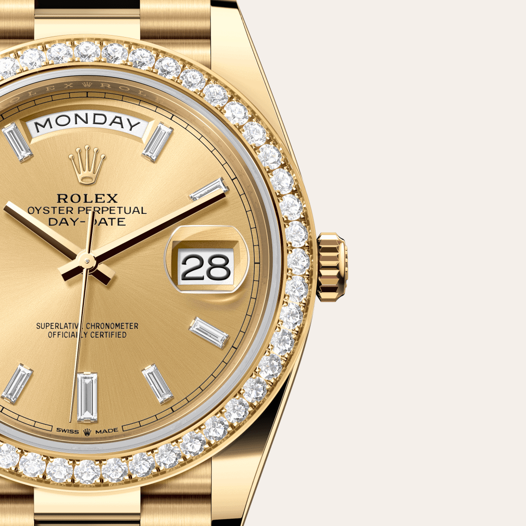 Rolex Day-Date 40 mit Zifferblatt Champagnerfarben mit Diamanten (M228348RBR-0002) – Juwelier-Eckstein
