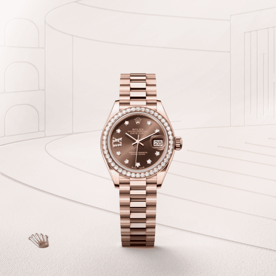 Rolex Lady-Datejust Oyster, 28 mm, Everose-Gold mit Diamanten (M279135RBR-0001) – Juwelier-Eckstein