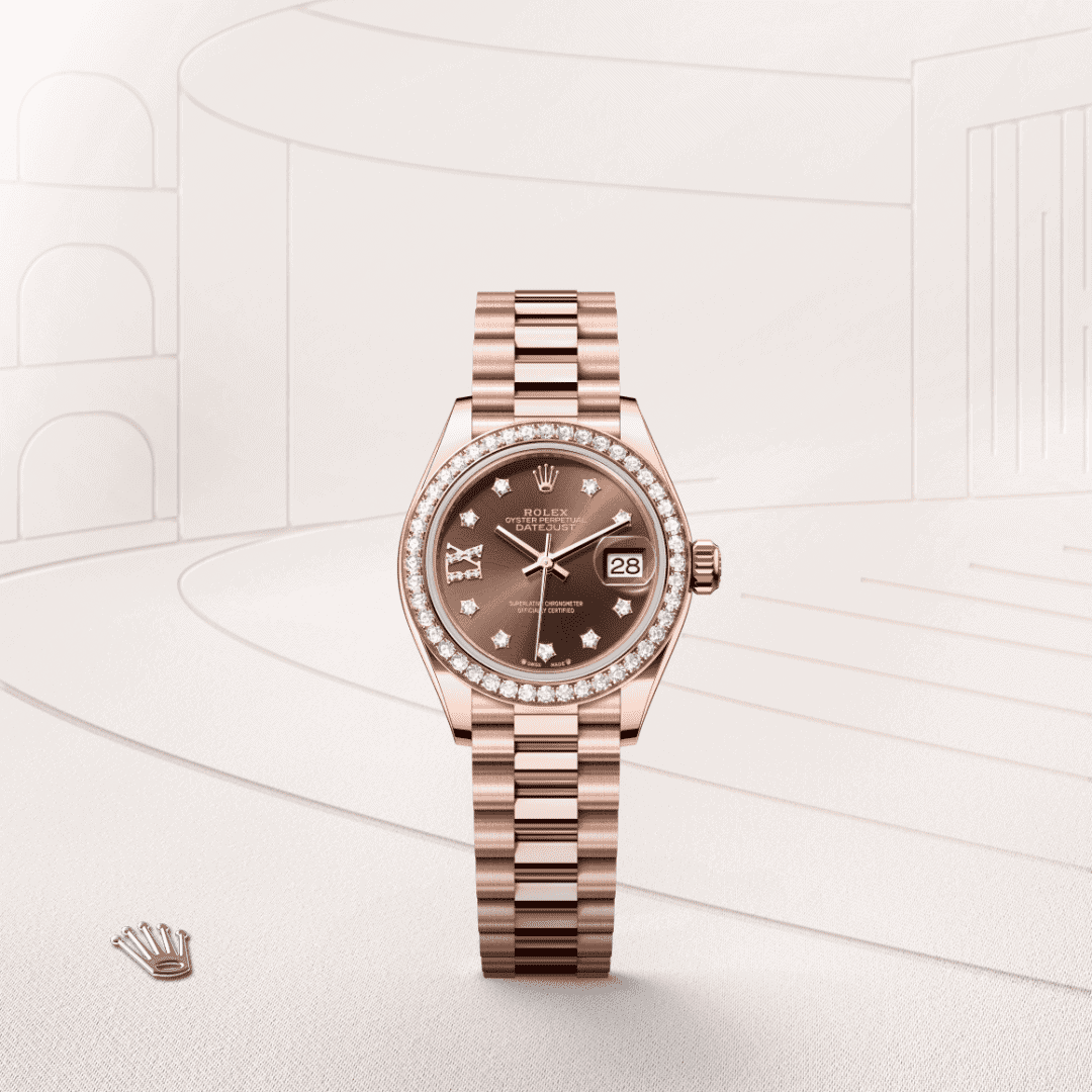 Rolex Lady-Datejust Oyster, 28 mm, Everose-Gold mit Diamanten (M279135RBR-0001) – Juwelier-Eckstein