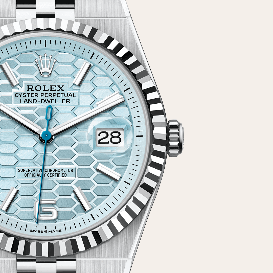 Rolex Land-Dweller 40 mit Zifferblatt Eisblau, Wabenmuster (M127336-0001) – Juwelier-Eckstein
