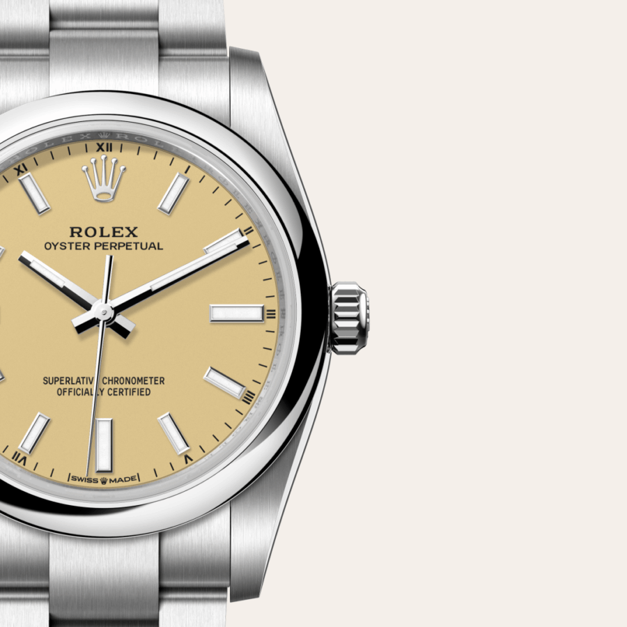 Rolex Oyster Perpetual 34 mit Zifferblatt Beige (M124200-0007) – Juwelier-Eckstein