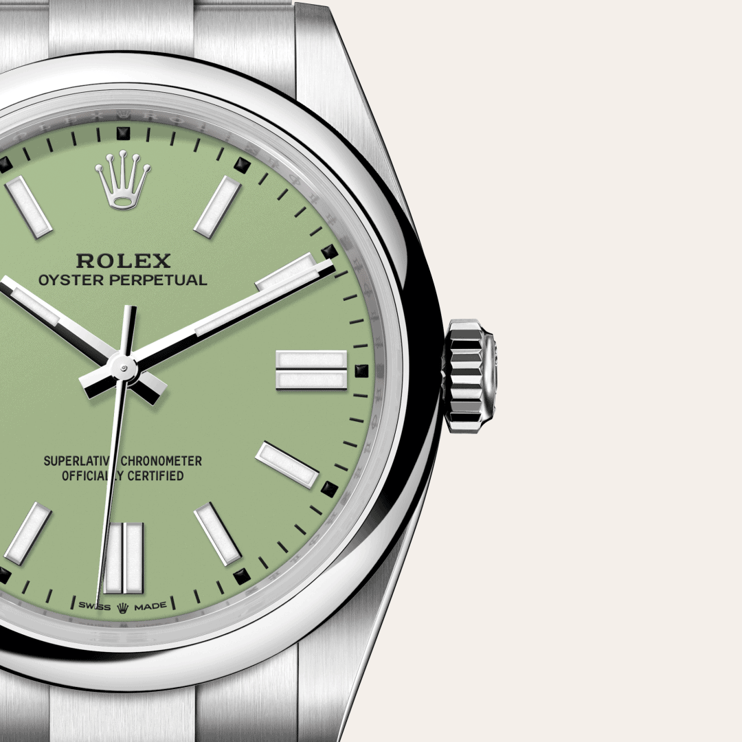 Rolex Oyster Perpetual 41 mit Zifferblatt Pistachio (M134300-0006) – Juwelier-Eckstein